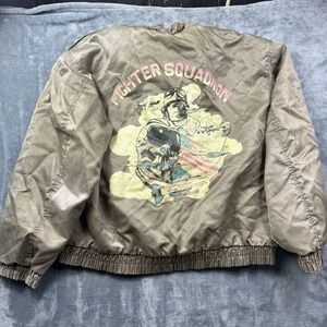 Vintage American Male Fighter Squadron Bomber Jacket Mens Large Military USA